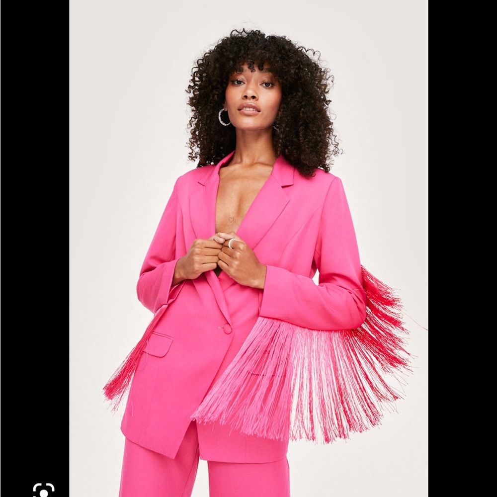 Nasty gal fringe blazer- NWT oversized fit size US 14 womens
